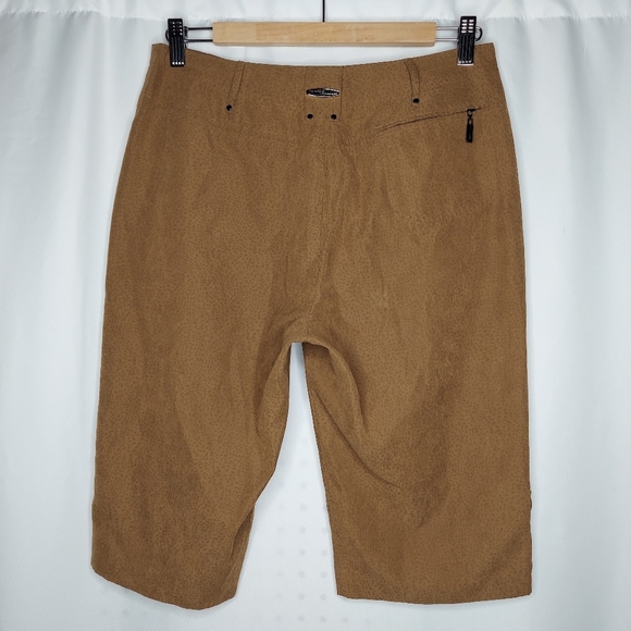 Jamie Sadock Vintage Cargo Shorts Womens 6 Brown Animal Faux Suede Zip Y2K - Picture 3 of 8